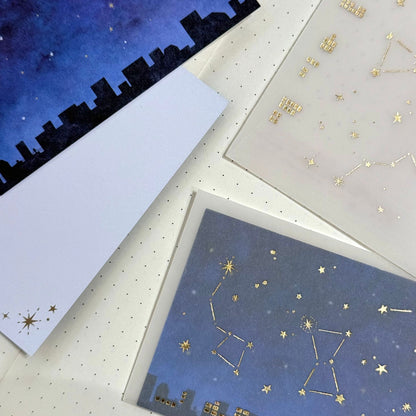 日本OKINi 「漆黑夜· 星光閃閃」心意小卡套裝 - 一套4 張4 信封