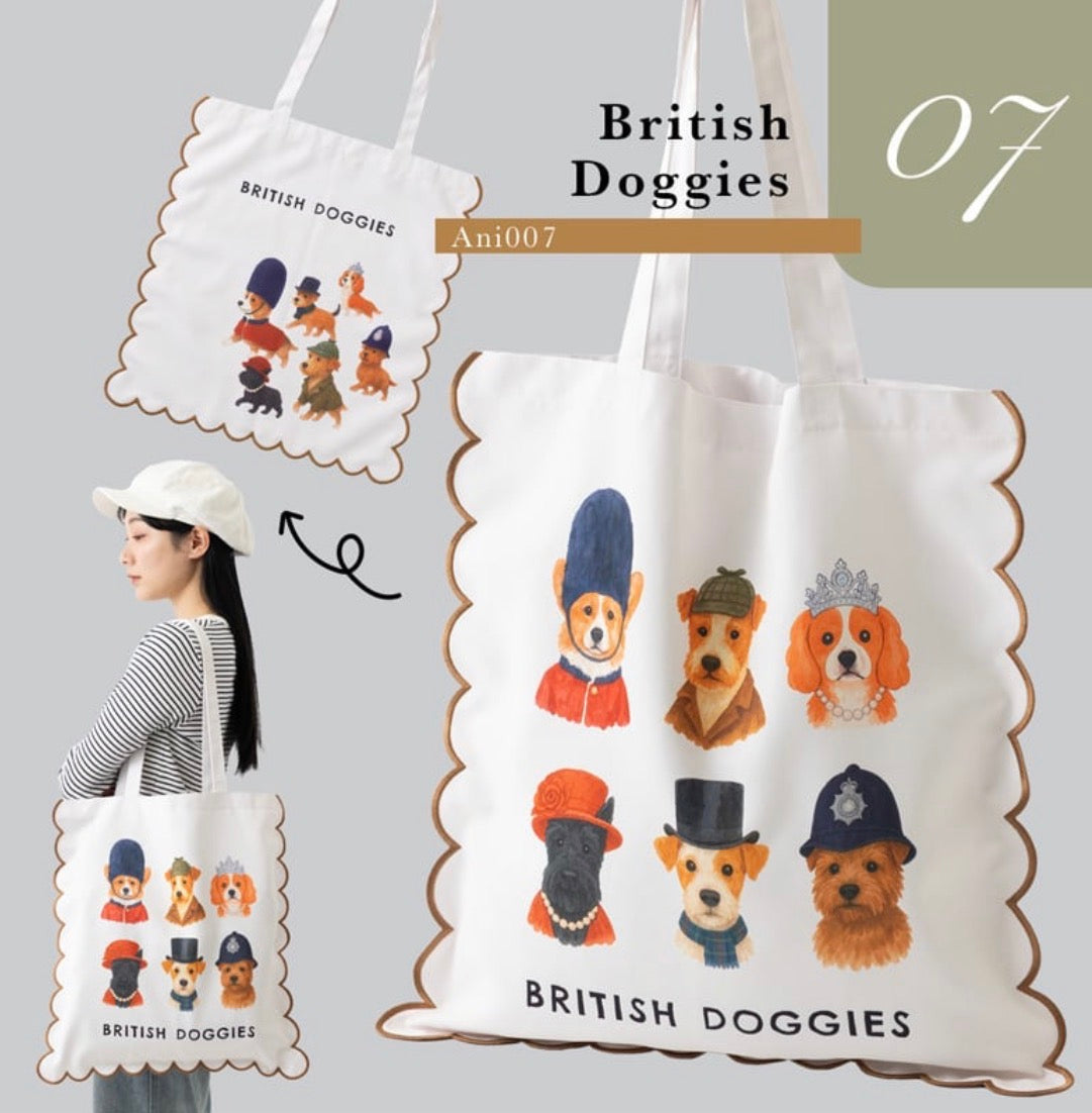 大容量收納‼️ 日本J. Studio 雙面雲朵刺繡Totebag - British Doggies (預購貨品)