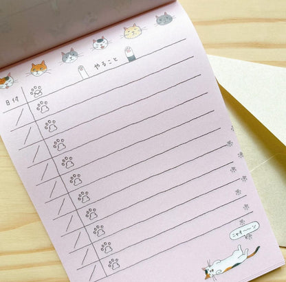 日本Midori To Do List 便條簿 - 慵懶的貓咪
