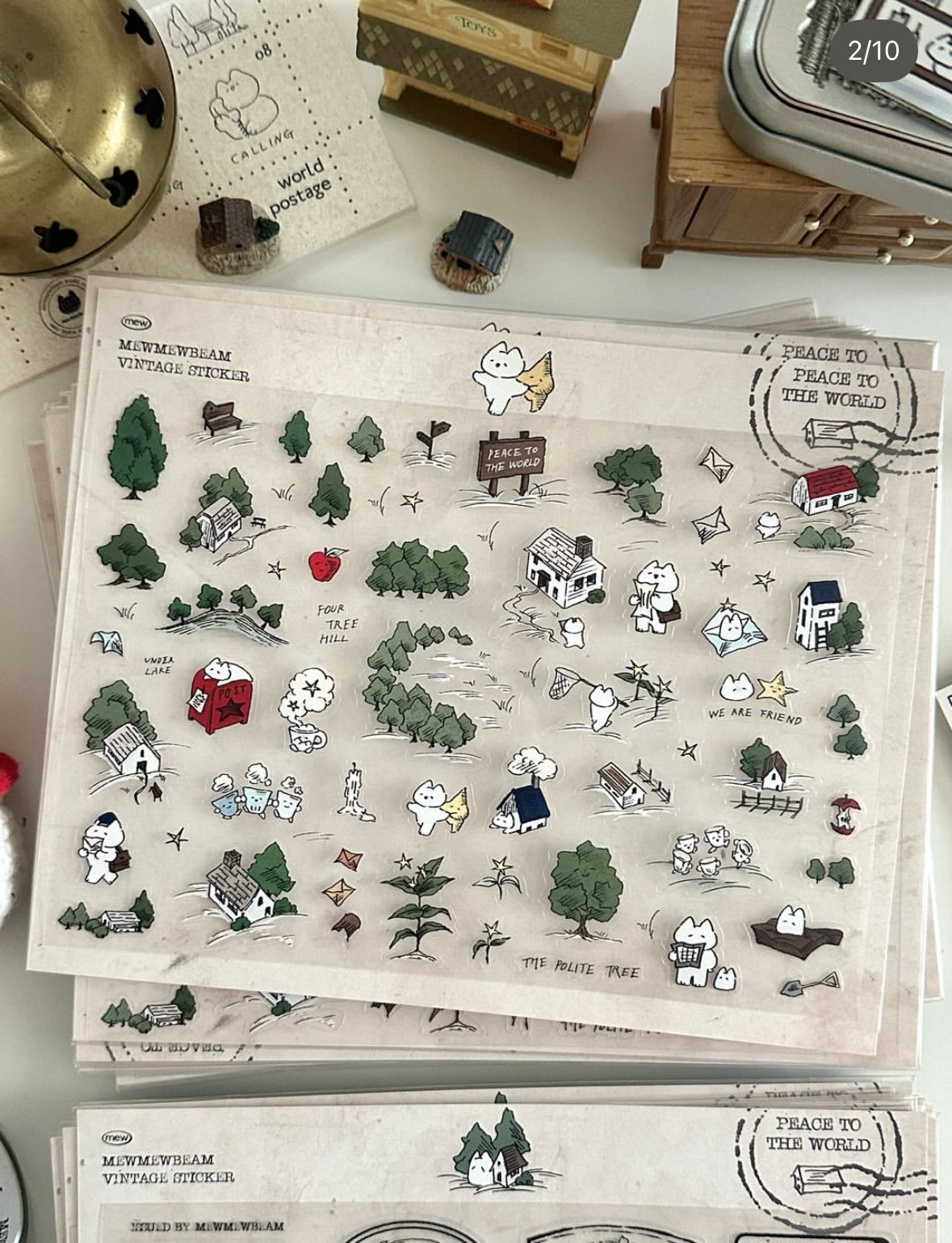 韓國Mewmewbeam 復古懷舊A5 大張貼紙 - 2 款選擇* [預購貨品，下單後14天出貨]