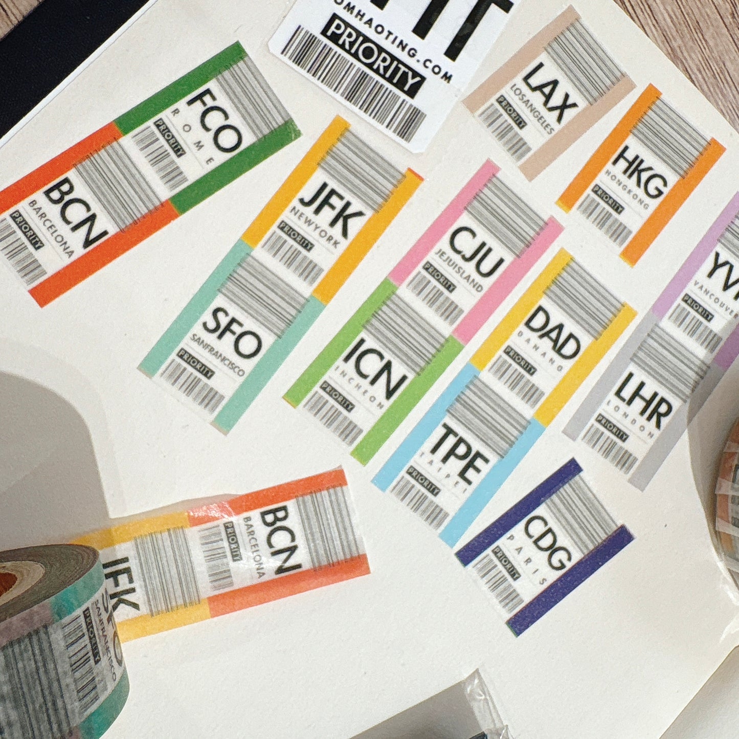 韓國Glen 我的航班Airport Code 紙膠帶* [預購貨品，下單後14天出貨]