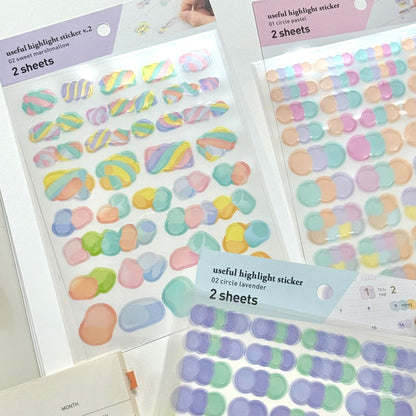 韓國Full design Useful Highlight Stickers - ￼Marshmallow 棉花糖