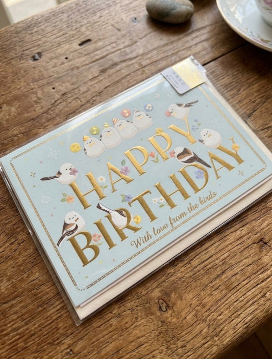 日本NB 可愛雪鳥排排坐 : Happy Birthday 生日卡
