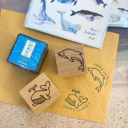 日本 I love Stamp 木製印章 - Happy dolphin 🐬