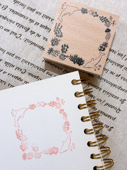 日本 I love Stamp 木製框框印章 -海底世界