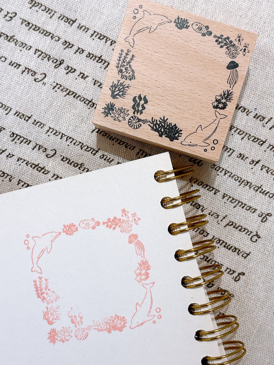 日本 I love Stamp 木製框框印章 -海底世界