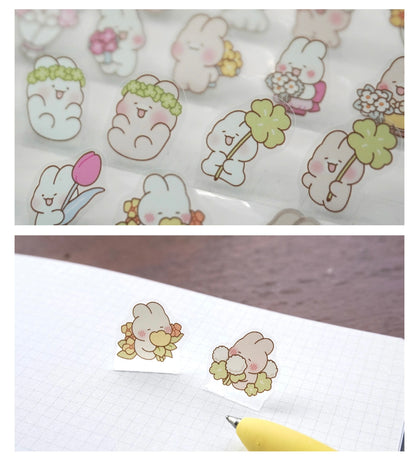 韓國Shuya 害羞兔兔立體Standing Stickers - 幸福的小兔子