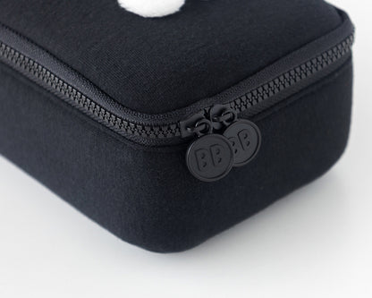 韓國平頭 Pom Pom 黑面多士筆袋/ 化妝袋  - 黑灰兩色