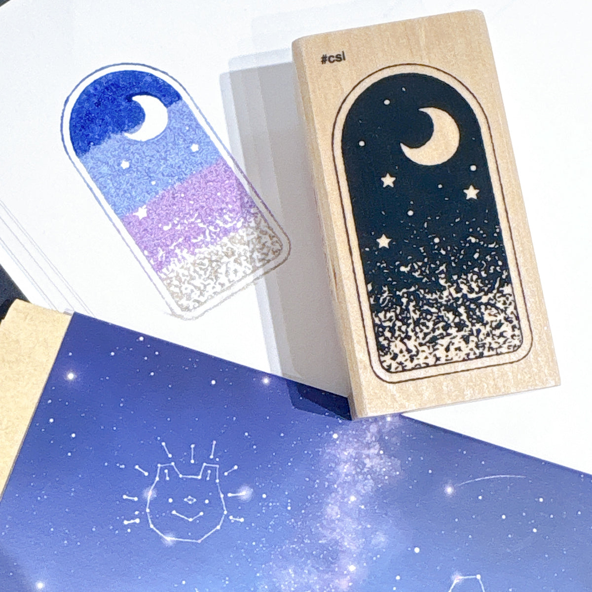 日本木製印章 - 窗外的星空