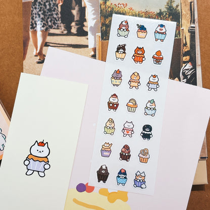 韓國插畫家썸켓츠 貼紙系列 - Cupcake 貓咪