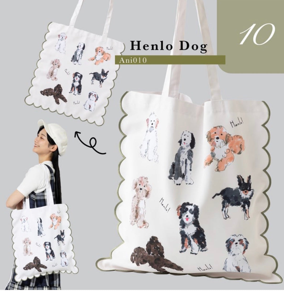 大容量收納‼️ 日本J. Studio 雲朵刺繡Totebag - Hand Drawing Henlo Dog (預購貨品)