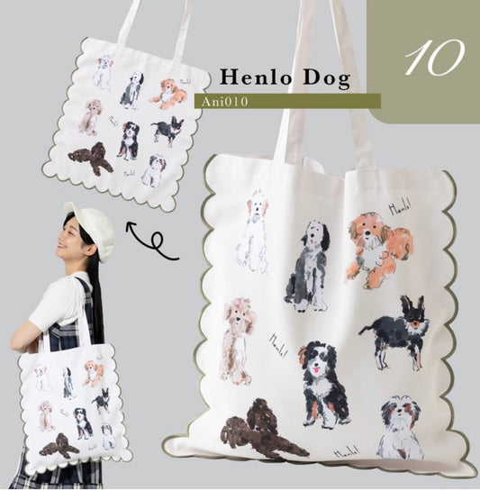 大容量收納‼️ 日本J. Studio 雲朵刺繡Totebag - Hand Drawing Henlo Dog (預購貨品)