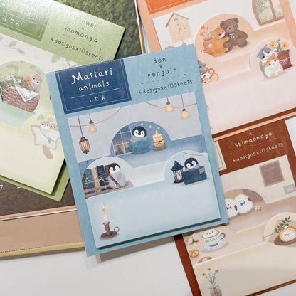 日本可愛動物小店主題便條貼 (4 種尺寸‼️) - 小企鵝的魔法書店