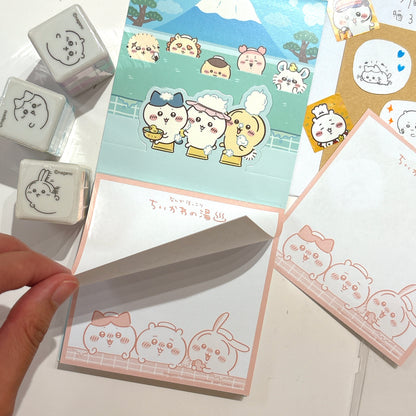 日本Chiikawa 富士山溫泉系列便條磚 100 頁 (封面可變立體）