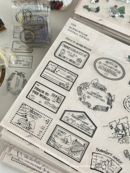 韓國Mewmewbeam 復古懷舊A5 大張貼紙 - 2 款選擇* [預購貨品，下單後14天出貨]