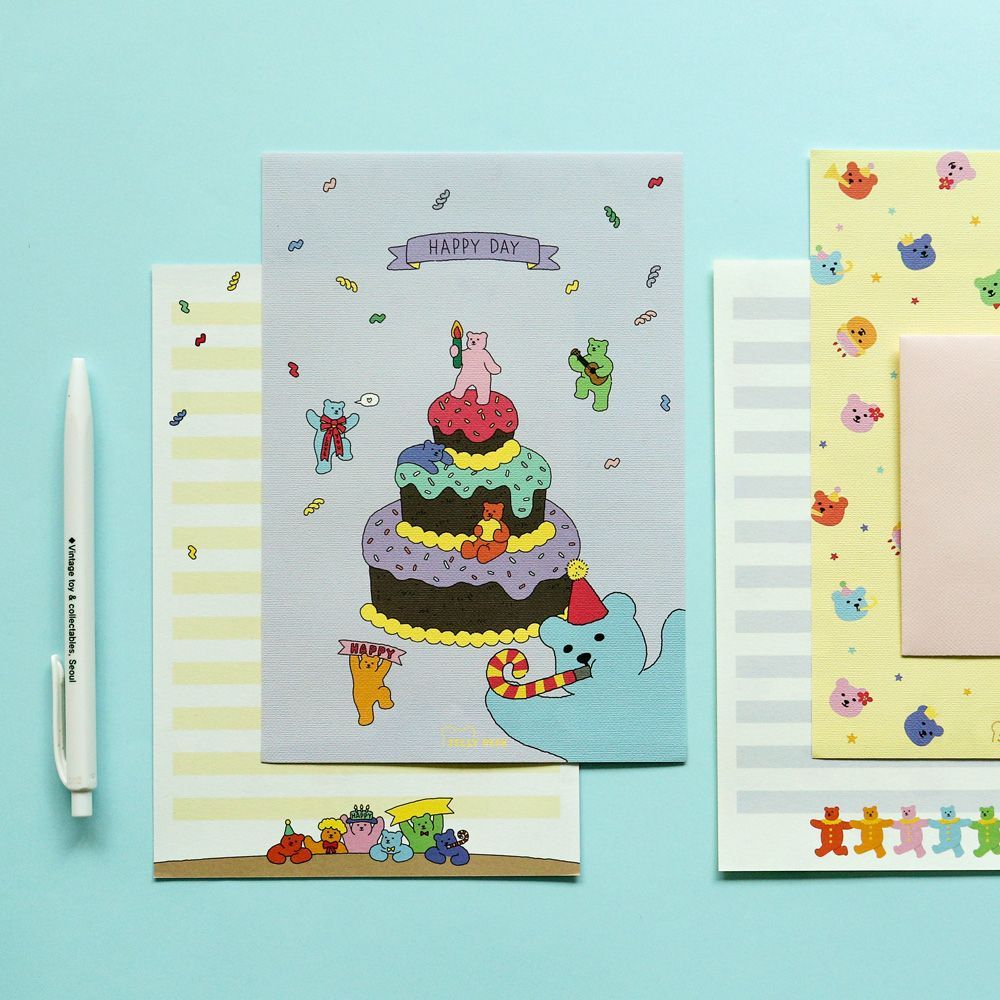 韓國 Jelly Bear 信紙套裝 - 4種設計  [預購貨品，下單後14天出貨]