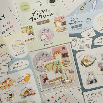 日本エヌビ熨金美紋貼紙 - 貓咪郵票編