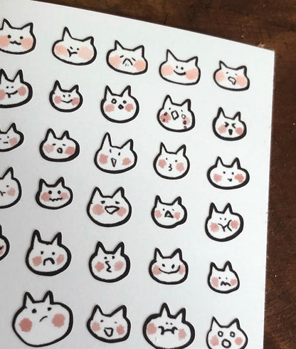 韓國Nya Nya 我最愛貓咪的系列特輯 - 腮紅貓咪Emoji 表情 粒粒貼紙 (一卷500 枚）