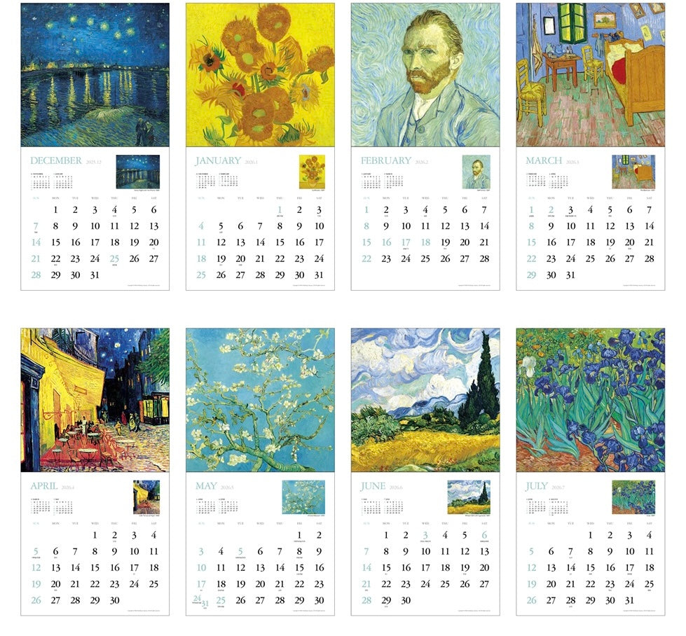 新品9 折優惠‼️ 韓國 2026 Artist Collection 梵高藝術館掛牆月曆 - Van Gogh