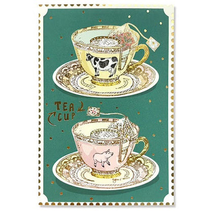 日本 Teacup Ride 英式茶杯 燙金明信片