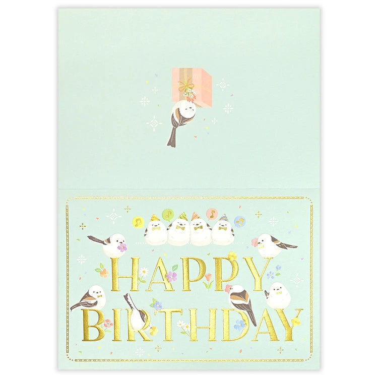日本NB 可愛雪鳥排排坐 : Happy Birthday 生日卡