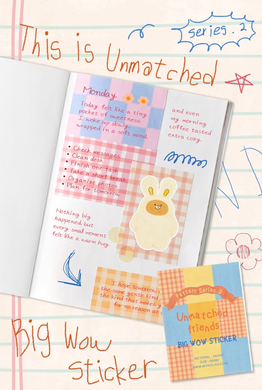 韓國By Nacoo Message and Label 盒仔貼紙 - 格仔 * [預購貨品，下單後一星期出貨]