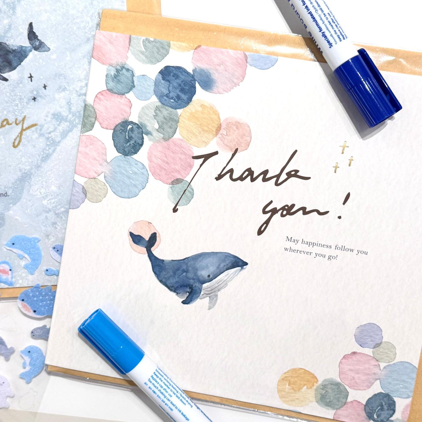 水彩風鯨魚系列 Whale in the Universe 大心意卡系列 - Thank You / Happy Birthday to You