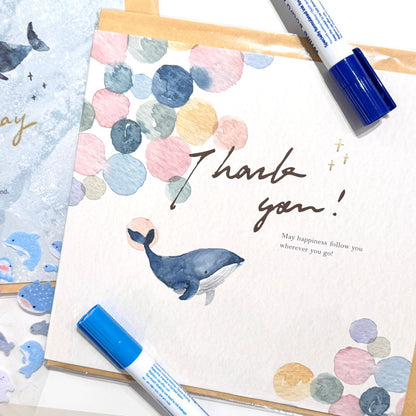 水彩風鯨魚系列 Whale in the Universe 大心意卡系列 - Thank You / Happy Birthday to You