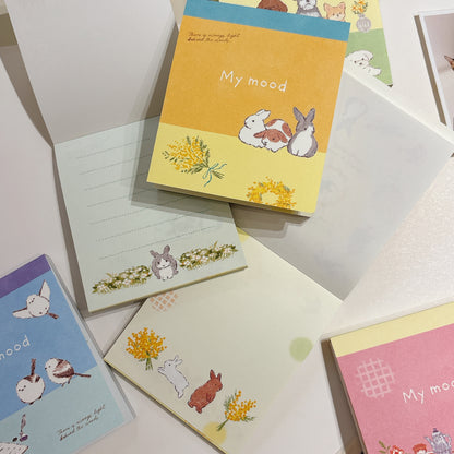 日本 NB Lovely Pets My Mood 四圖案 80頁便條簿 - 兔兔
