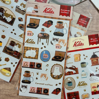 日本Kalita 貓咪咖啡館系列貼紙 - 一共4 款