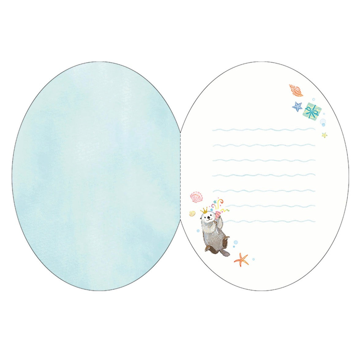 可愛動物金箔熨壓橢圓形心意卡 - 小海瀨的happy birthday