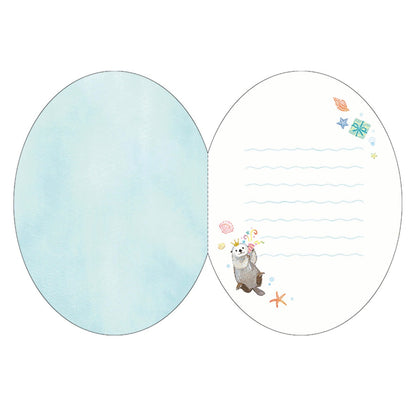 可愛動物金箔熨壓橢圓形心意卡 - 小海瀨的happy birthday