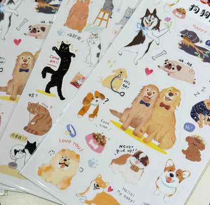 毛孩大集合透明貼紙 - 貓貓及狗狗
