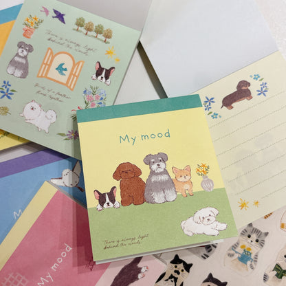 日本 NB Lovely Pets My Mood 四圖案 80頁便條簿 - 狗狗
