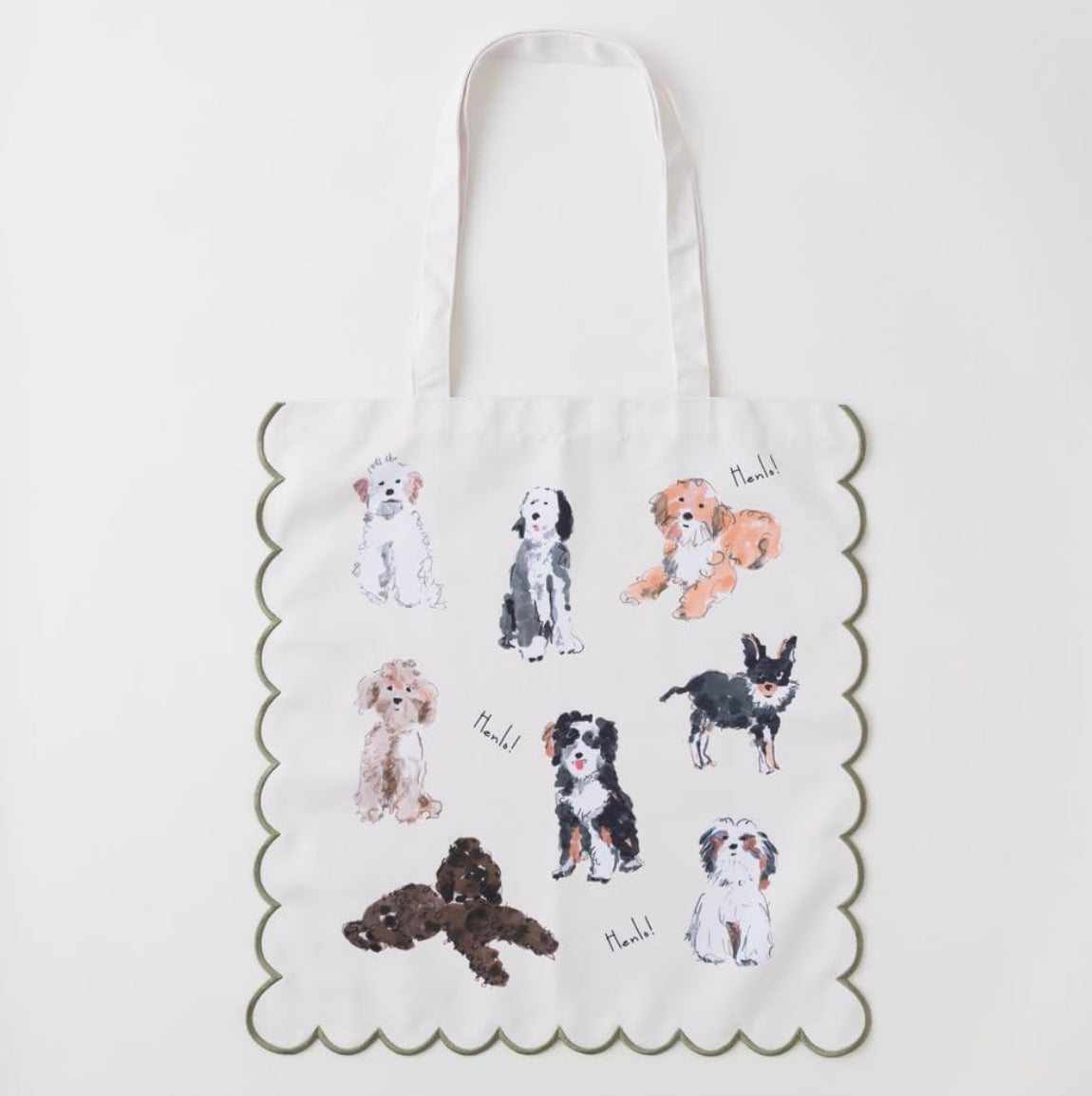 大容量收納‼️ 日本J. Studio 雲朵刺繡Totebag - Hand Drawing Henlo Dog (預購貨品)