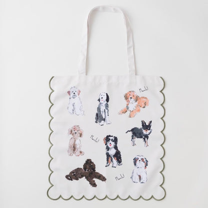大容量收納‼️ 日本J. Studio 雲朵刺繡Totebag - Hand Drawing Henlo Dog (預購貨品)