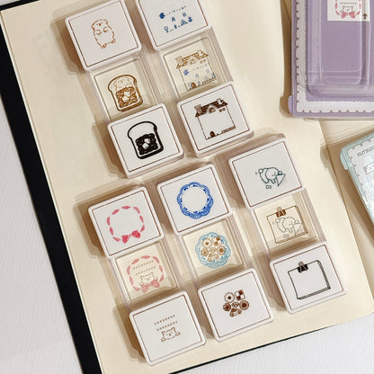 內附補充墨水‼️日本 Slide Stamp 向下推·向上推雙色印章 - 下一頁狗狗