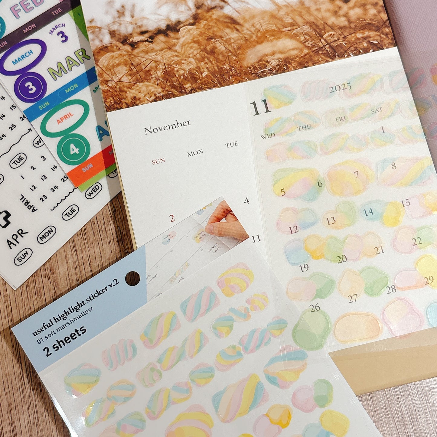 韓國Full design Useful Highlight Stickers - ￼Marshmallow 棉花糖