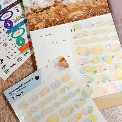 韓國Full design Useful Highlight Stickers - ￼Marshmallow 棉花糖