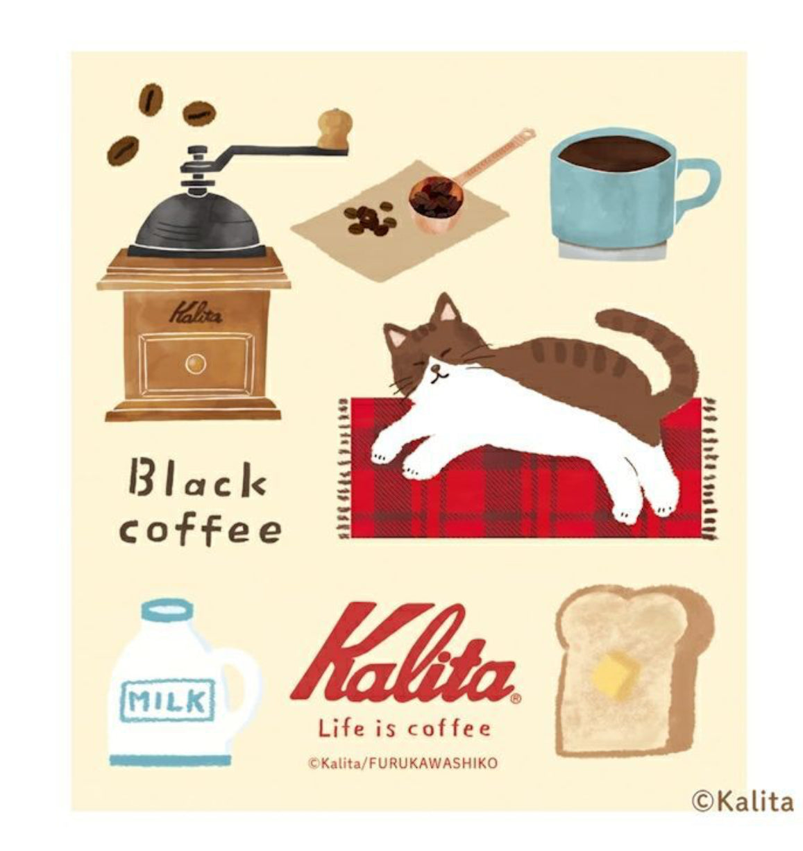 日本Kalita 貓咪的咖啡館系列便條磚100 頁 - Black Coffee