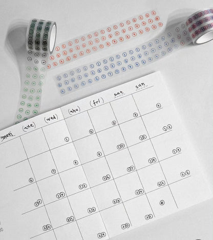 韓國原創Glen 「記錄我的生活系列」卷裝貼紙  - 數字和英文字母 (預購貨品，下單後14天出貨)