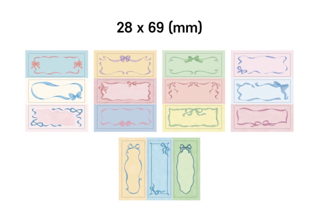 韓國Monolike 絲帶框框拼貼素材包 Ribbon Label Stickers Pack *可書寫* [預購貨品，下單後14天出貨]