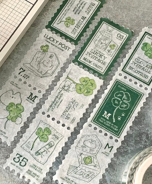 韓國Mewmewbeam 四葉草郵票造型貼紙 - 5米裝 *[預購貨品，下單後14天出貨]