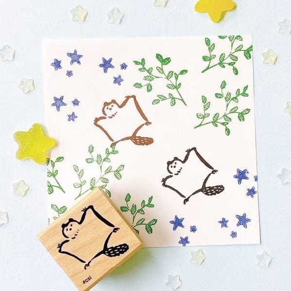 日本 I love Stamp 木製印章 - 飛鼠