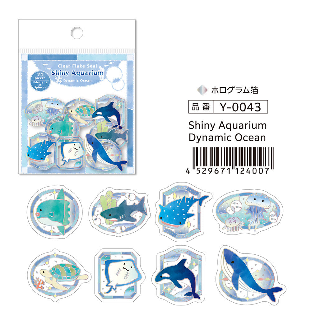 日本Saien 閃令令水族館系列貼紙包 - 鯨魚、魔鬼魚、鯨鯊