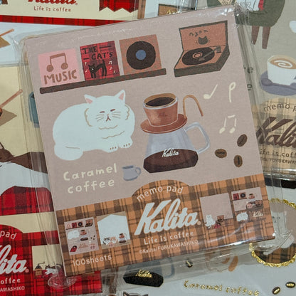 日本Kalita 貓咪咖啡館系列便條磚100 頁 - Caramel Coffee