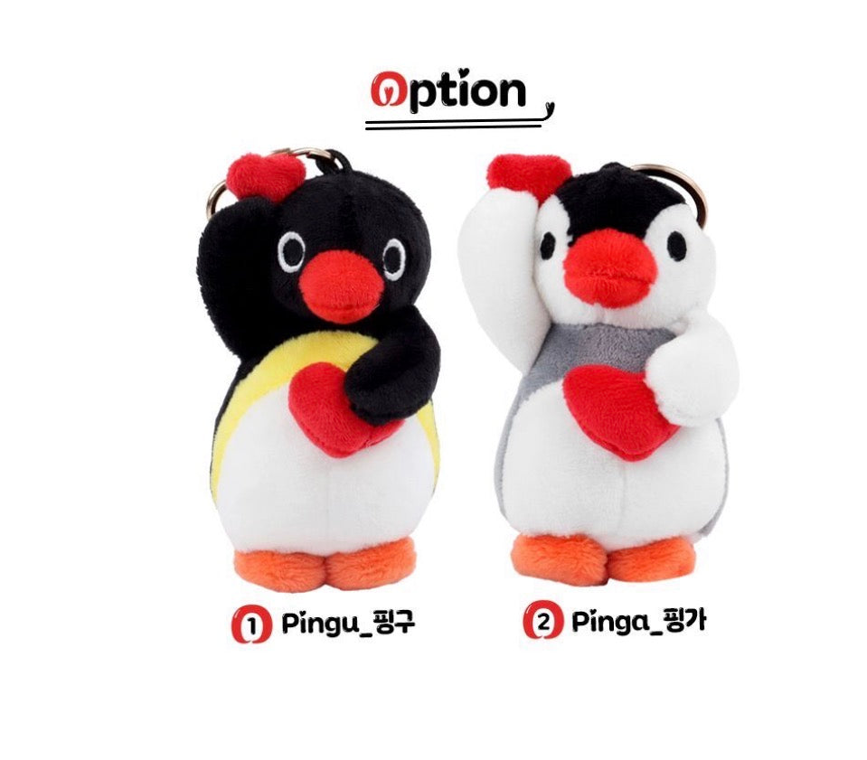 新品訂購88折‼️ 韓國企鵝家族Pingu Collection 毛公仔匙扣- 心心企鵝們 [預購貨品，下單後14天出貨]
