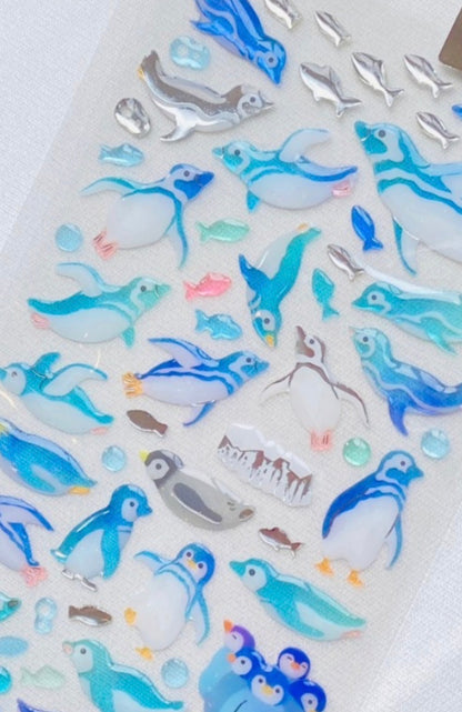 日本Active 水晶Seal Drops 系列貼紙 - 小小企鵝一家