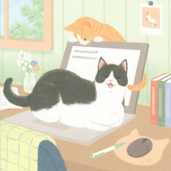 日本NB 彩繪貓咪系列明信片: Work From Home with 貓咪
