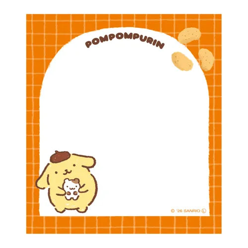 日本古川紙工 x Sanrio 零食系列便條簿80張: 布甸狗愛吃薯片 [預購貨品，下單後14天出貨]